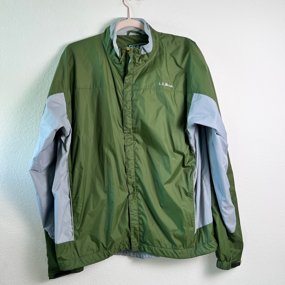 L.L. Bean Green Windbreaker Jacket‎ Men’s Large Zip Front Lightweight OAKV9
